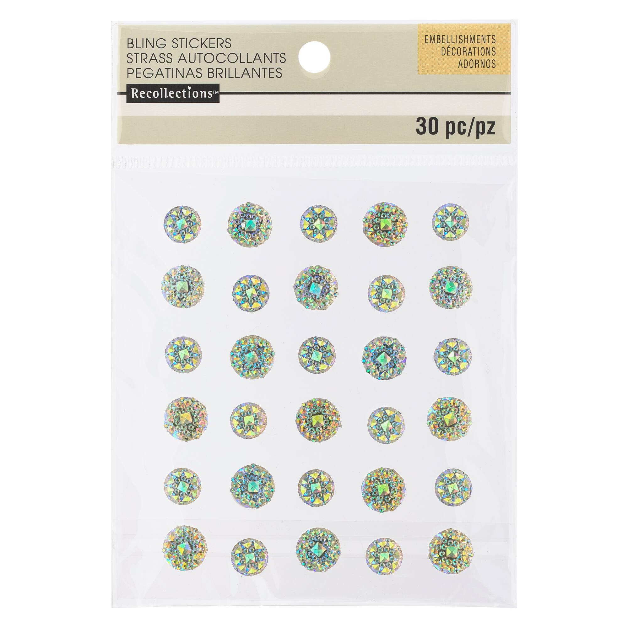 12 Packs: 30 ct. (360 total) Iridescent Rhinestone Stickers by Recollections™